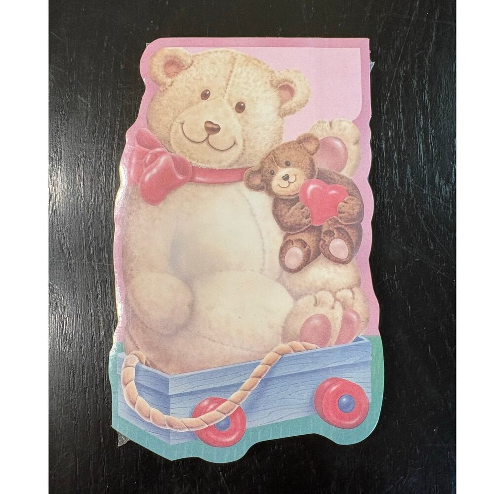90s Avon Teddy Bear Wagon Magnetic Fridge Notepad 7.5x5" cottage unopened
